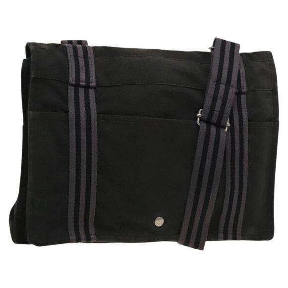 HERMES Fourre Tout Bassas MM Shoulder Bag Canvas Black Auth - Picture 1 of 14